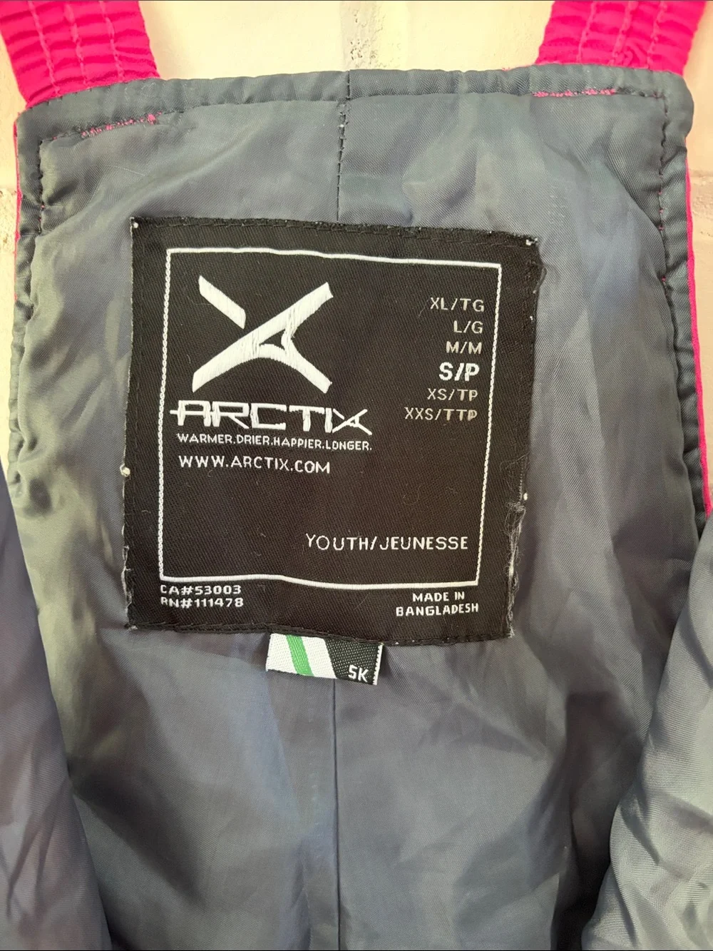 Arctix Girls Bright Magenta Ski Bib Overalls size small 7/8
